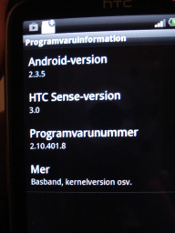 Phone showing Android software version